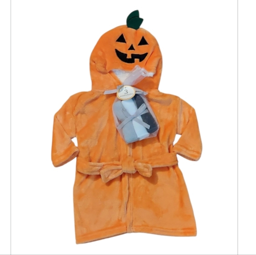 Pumpkin-Themed Halloween Orange Kids Pajama Robe